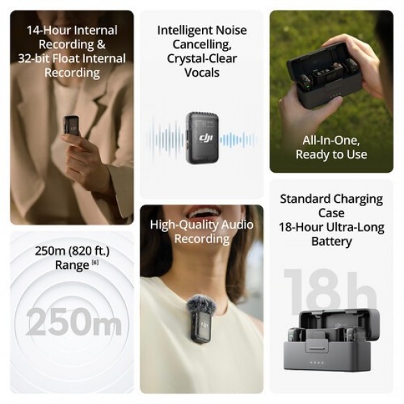 DJI Mic 2 Kablosuz Mikrofon Seti (2 Kişilik)